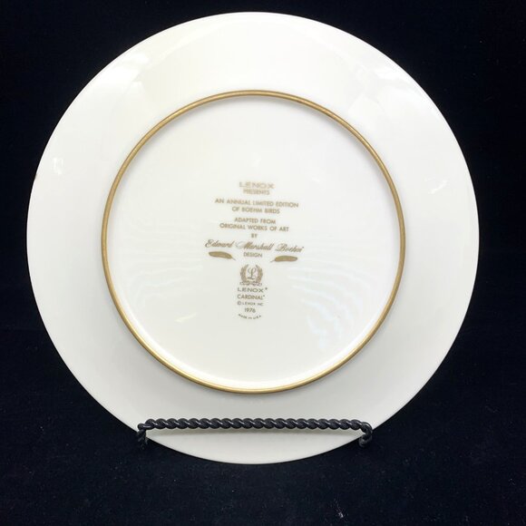 2 Lenox Porcelain Collector Plates Boehm Birds 1976 Cardinal 1981 Eastern Phoebe - Picture 6 of 9